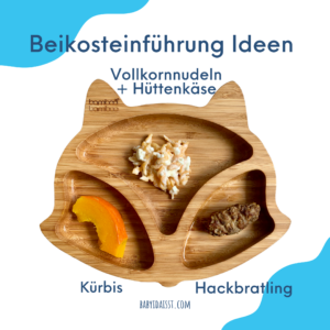 Beikosteinführung Idee Kürbis Nudeln Hüttenkäse Fleisch