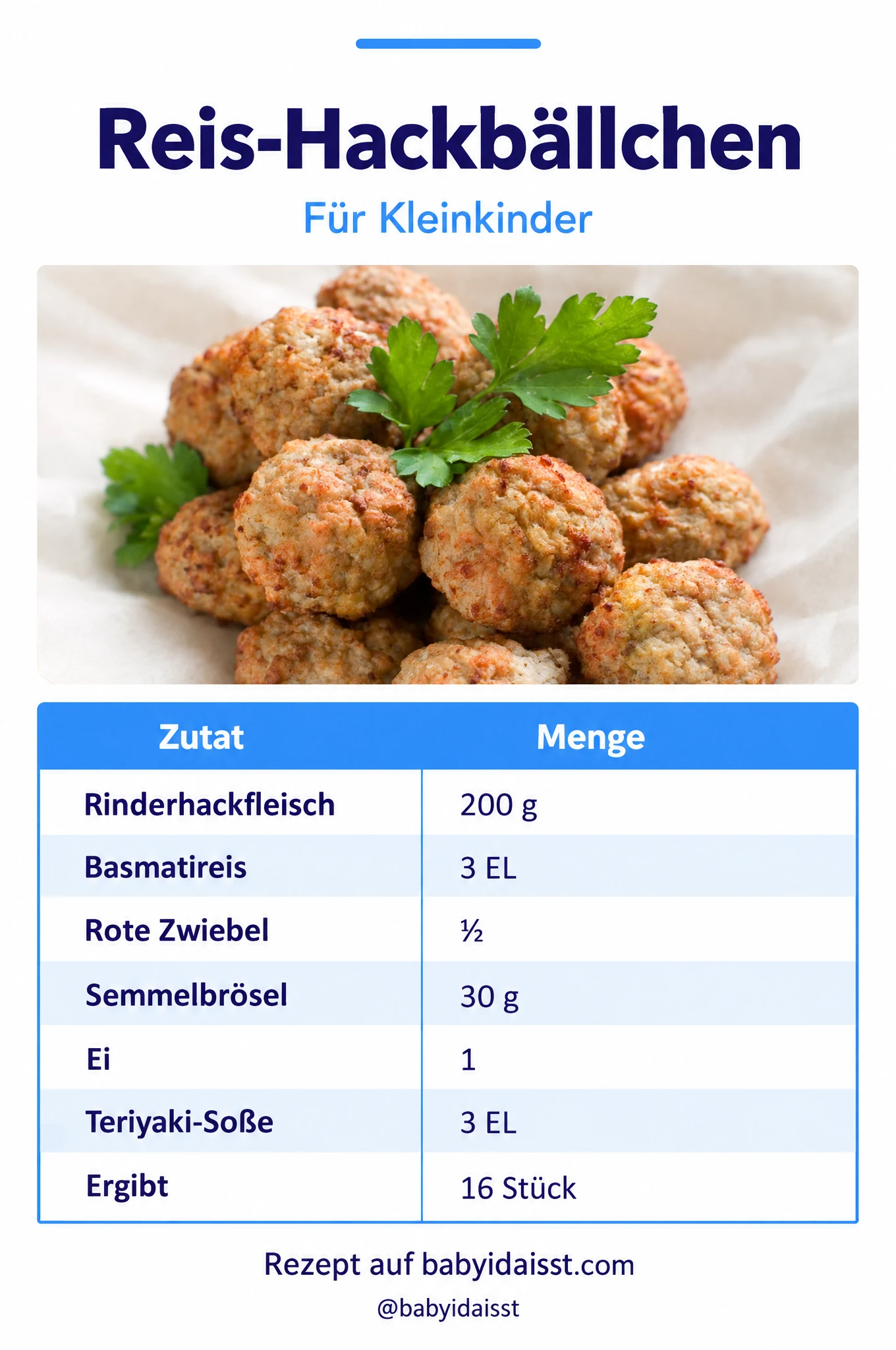 Rezept Reis-Hackbällchen für Kleinkinder: Zutaten und Mengen