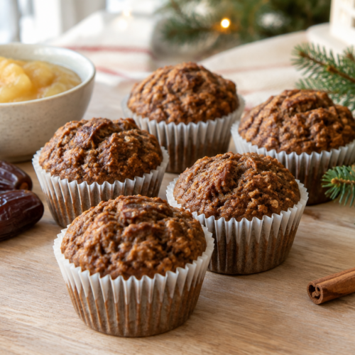 Lebkuchen-Muffins ohne Zucker für Babys, gesüßt mit Datteln und Apfelmark
