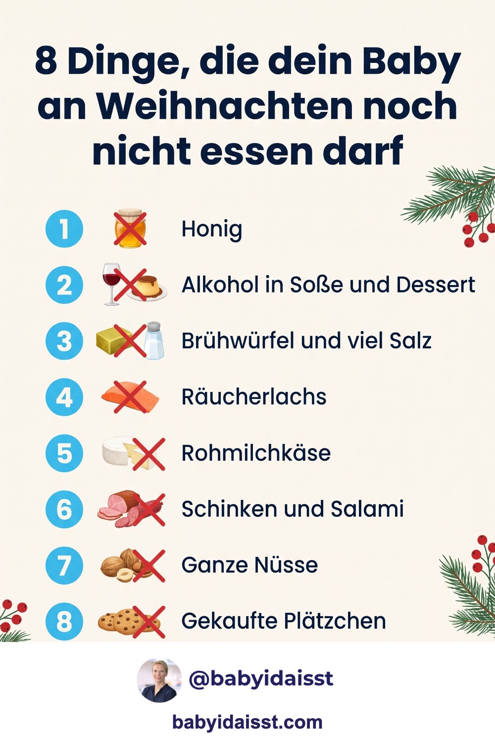 8 Dinge, die dein Baby an Weihnachten noch nicht essen darf