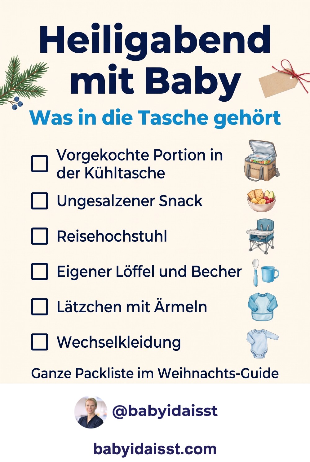 Heiligabend mit Baby: Packliste, was in die Tasche gehört